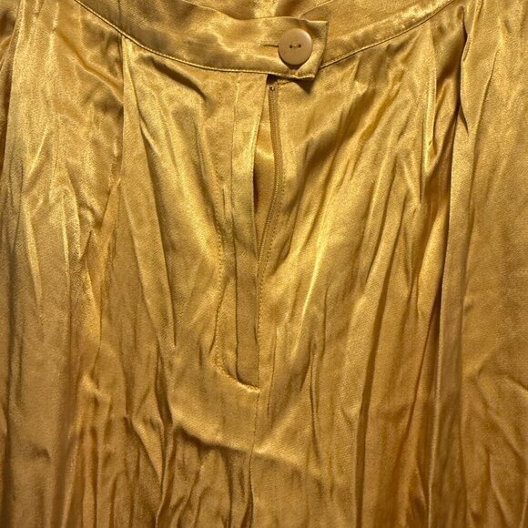 NWT ANTHROPOLOGIE COREY LYNN CALTER PETRA SATIN WIDE LEG TROUSER PANTS YELLOW L - Picture 3 of 9